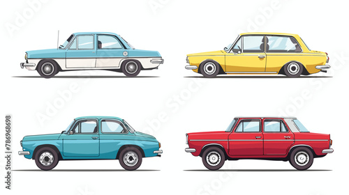 Fototapeta Naklejka Na Ścianę i Meble -  Four Cars or vehicles. Different types of cars sedan S