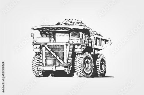 Dump Truck Large Industrial Mining. Sketch giant machine