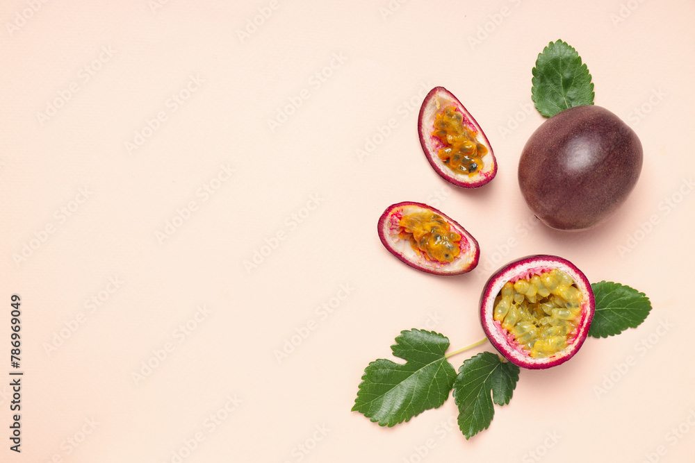 Fototapeta premium Concept of delicious and juicy exotic fruit - passion fruit