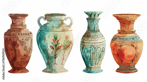 Four ceramic Vases. Different shapes. Antique ancient
