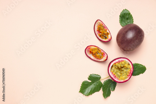 Fototapeta Naklejka Na Ścianę i Meble -  Concept of delicious and juicy exotic fruit - passion fruit