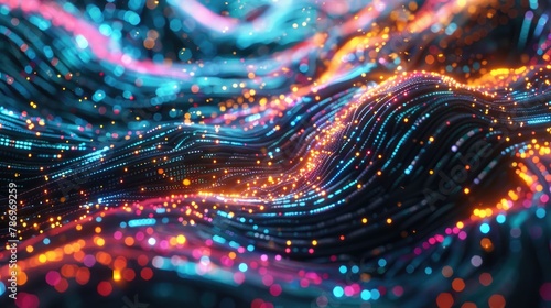 Glowing data streams pulsating with vibrant colors and patterns