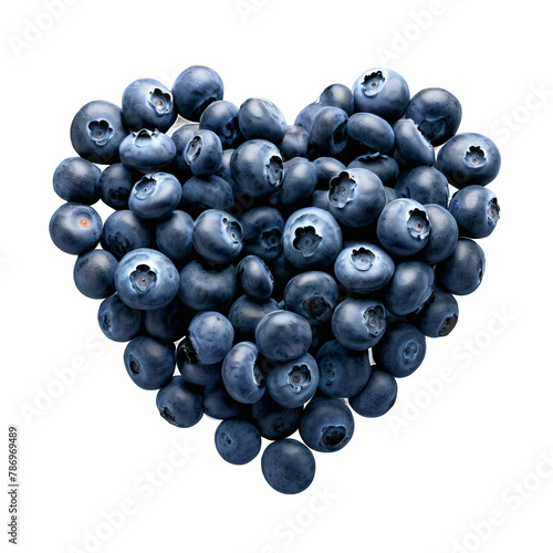 Blueberries deep blue round and firm precisely placed in a perfect heart outline Food and