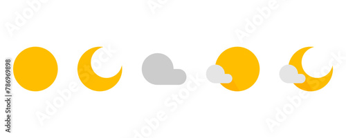 Set sun with crescent moon and cloud sky icon flat vector design © Jedsada Naeprai