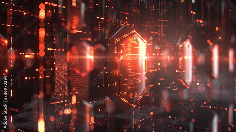 Glowing shields and barriers protecting against cyber threats in a cloud environment