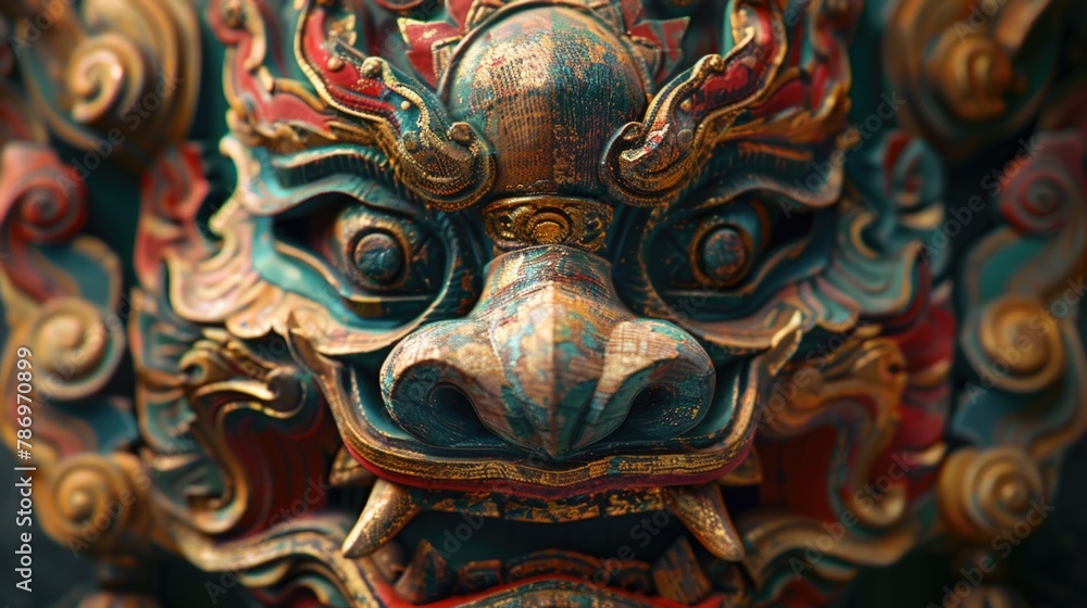 Detailed shot of a statue face, suitable for historical or artistic projects