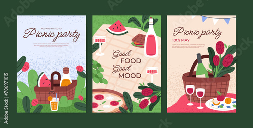 Summer picnic poster set
