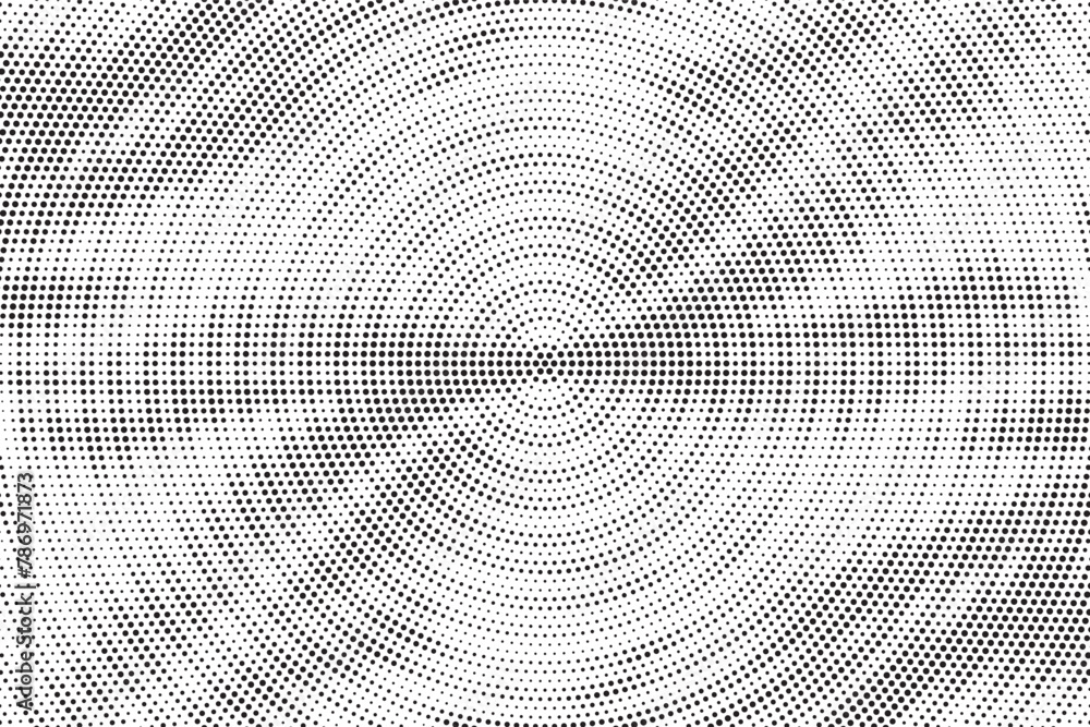 Radial halftone gradient background. Dotted concentric texture with fading effect. Black and white circle shade wallpaper. Grunge rough vector. Monochrome backdrop for various purpose. Radial halftone gradient background. Dotted concentric texture with fading effect. Black and white circle shade wallpaper. Grunge rough vector. Monochrome backdrop for various purpose.