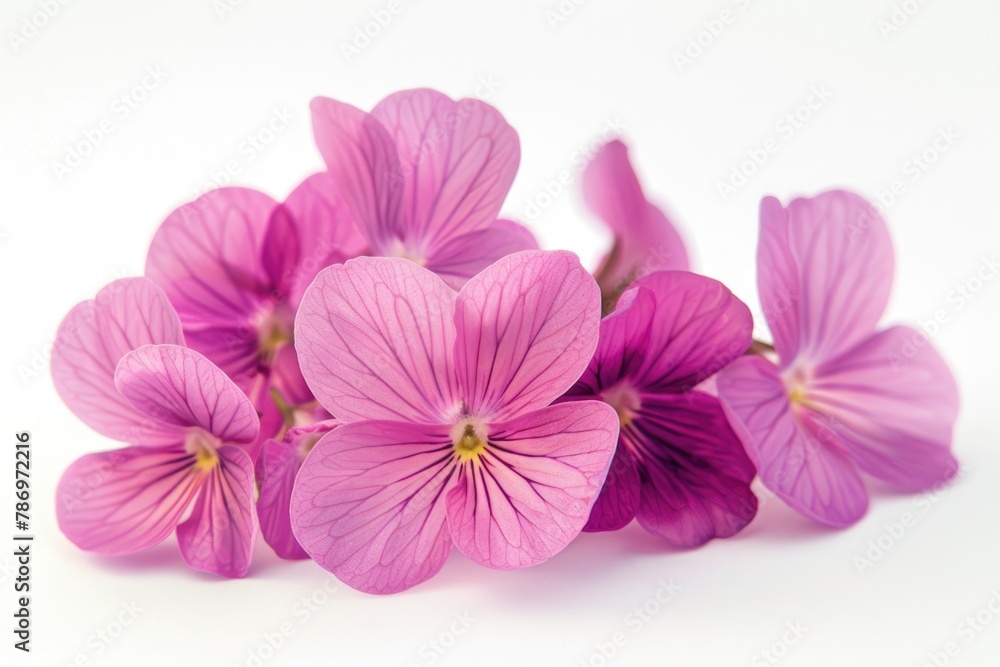 Vibrant purple flowers arranged on a clean white surface. Perfect for floral designs