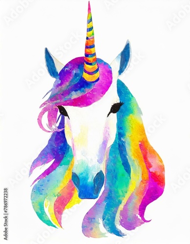 watercolor hand drawn watercolor illustration of a unicorn