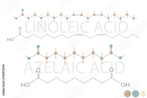 Принти на полотні linoleic acid or azelaic acid molecular skeletal chemical formula