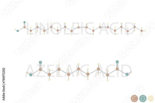 Bilde på lerret linoleic acid or azelaic acid molecular skeletal chemical formula
