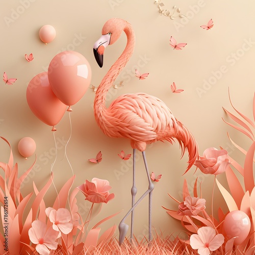 pink flamingo in a pink background