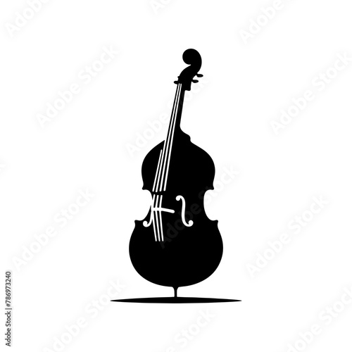 Low End Reverberation: Black Vector Silhouette of a Double Bass, Classic Double Bass Illustration- Double Bass vector