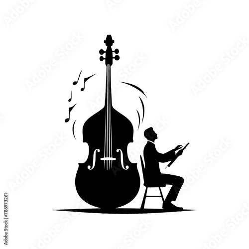 Low End Reverberation: Black Vector Silhouette of a Double Bass, Classic Double Bass Illustration- Double Bass vector