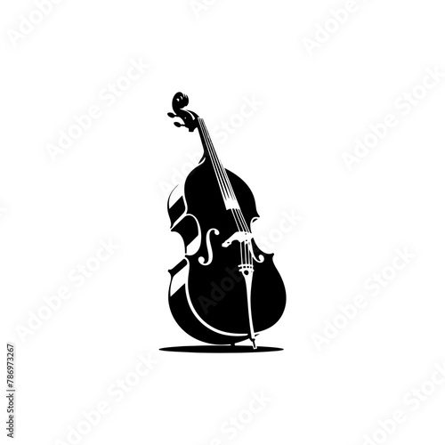Low End Reverberation: Black Vector Silhouette of a Double Bass, Classic Double Bass Illustration- Double Bass vector