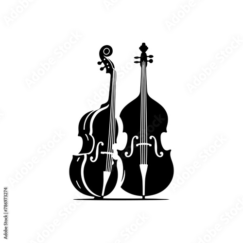 Low End Reverberation: Black Vector Silhouette of a Double Bass, Classic Double Bass Illustration- Double Bass vector