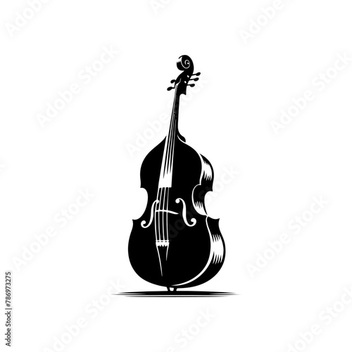 Low End Reverberation: Black Vector Silhouette of a Double Bass, Classic Double Bass Illustration- Double Bass vector