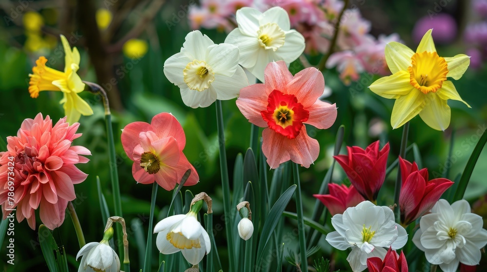 Blooms in the Garden Daffodils Dahlias Snow Drops and Apple Blossoms Blooms in the Garden Daffodils Dahlias Snow Drops and Apple Blossoms