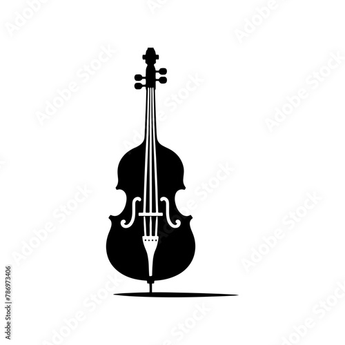 Low End Reverberation: Black Vector Silhouette of a Double Bass, Classic Double Bass Illustration- Double Bass vector