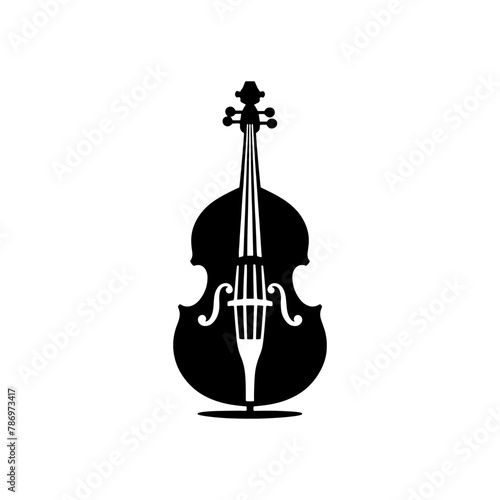 Low End Reverberation: Black Vector Silhouette of a Double Bass, Classic Double Bass Illustration- Double Bass vector