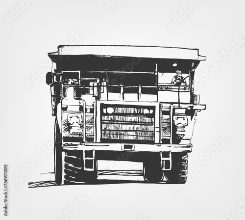 Dump Truck Large Industrial Mining. Sketch giant machine