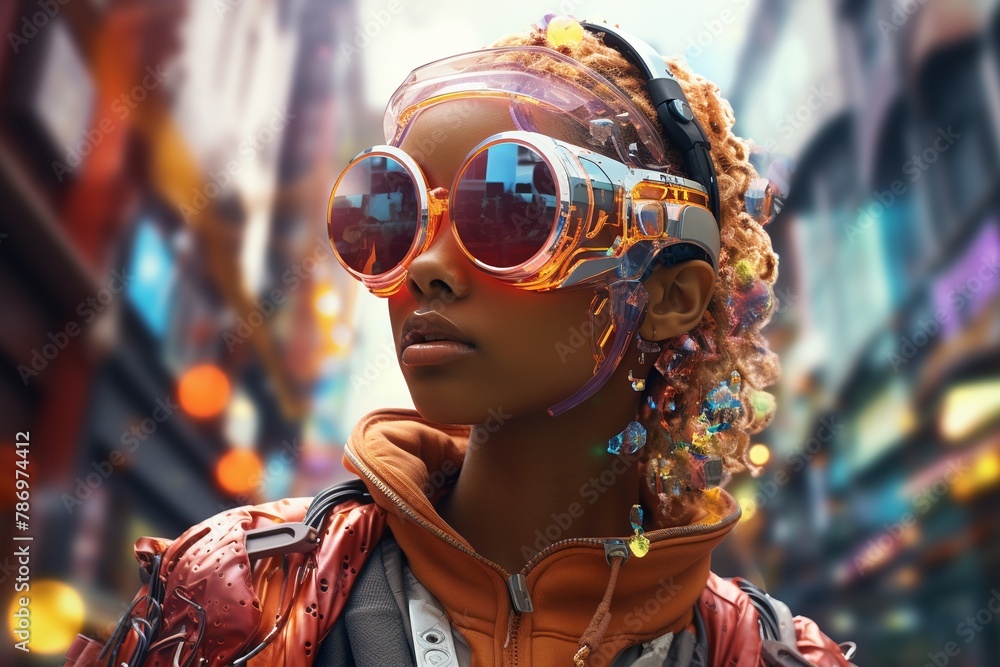Electrically charged person, digital future fashion, colorful vibes  ,3DCG,high resulution,clean sharp focus