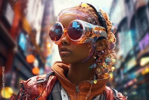 Electrically charged person, digital future fashion, colorful vibes ,3DCG,high resulution,clean sharp focus