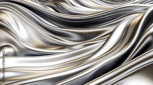 A silver fabric with a wave pattern.