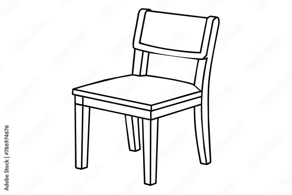 Furniture wooden dinning chair, line art, vector illustration Furniture wooden dinning chair, line art, vector illustration