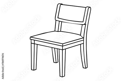 Furniture wooden dinning chair, line art, vector illustration