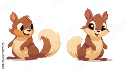 Cute chipmunk. Cartoon forest squirrel character 