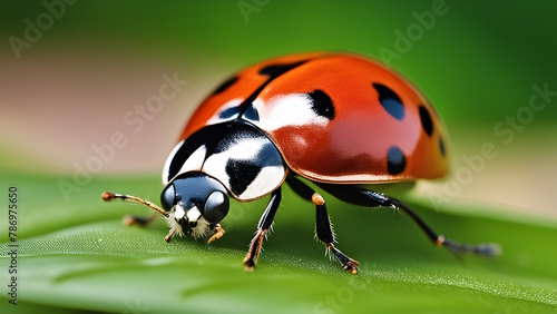 Close Up Photo of Ladybug Generative AI © tes