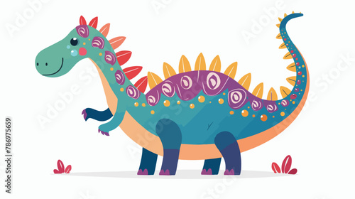 Cute colorful dinosaurs isolated on white background