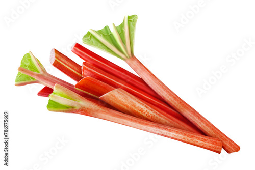 Schilderij op canvas Frischer Rhabarber   Hintergrund transparent PNG cut out   Rhubarb