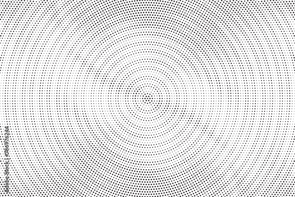 Radial halftone gradient background. Dotted concentric texture with fading effect. Black and white circle shade wallpaper. Grunge rough vector. Monochrome backdrop for various purpose. Radial halftone gradient background. Dotted concentric texture with fading effect. Black and white circle shade wallpaper. Grunge rough vector. Monochrome backdrop for various purpose.