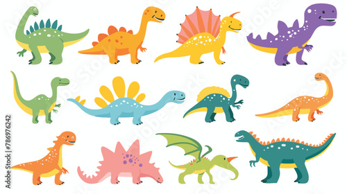 Cute dinosaur. Cartoon dinos dinosaur colorful isolated