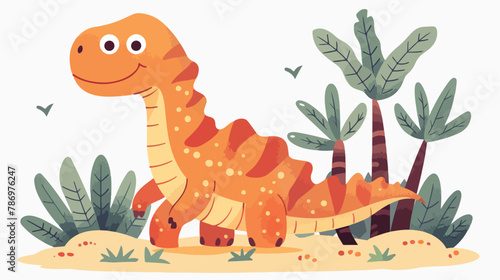 Cute dinosaur character. Vector illustration clip art