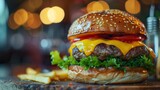 Classic cheeseburger with juicy patty and melted cheese