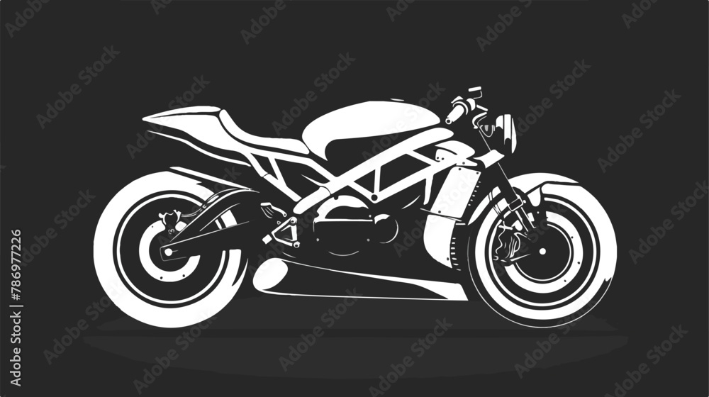 White sport Motorcycle silhouette. Side view. Two-whe