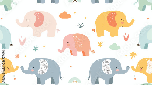 Cute elephant card and seamless pattern for baby show