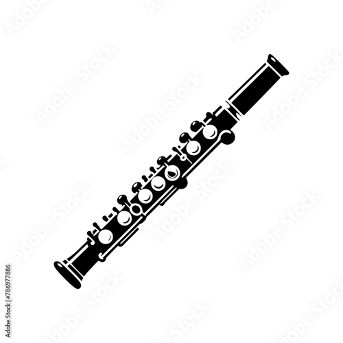 Whispers of Melody: Black Vector Silhouette of a Flute, Essence of Tranquil Musical Expression, Flute Illustration, Flute Vector stock.