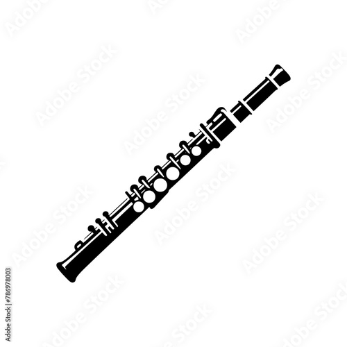 Whispers of Melody: Black Vector Silhouette of a Flute, Essence of Tranquil Musical Expression, Flute Illustration, Flute Vector stock.