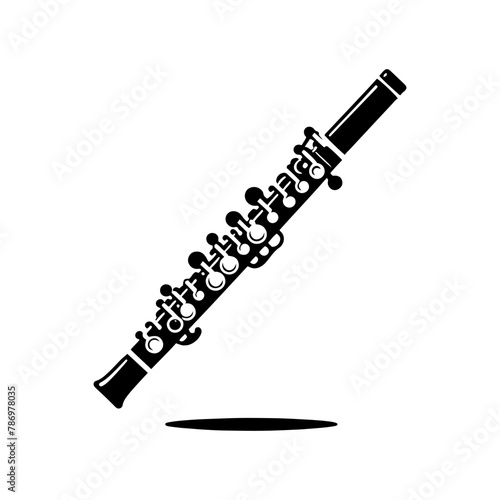 Whispers of Melody: Black Vector Silhouette of a Flute, Essence of Tranquil Musical Expression, Flute Illustration, Flute Vector stock.