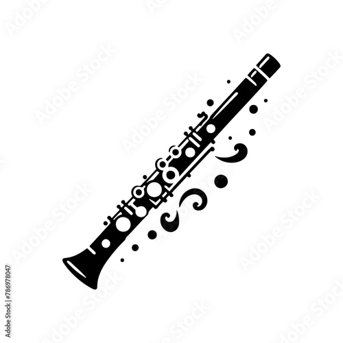 Whispers of Melody: Black Vector Silhouette of a Flute, Essence of Tranquil Musical Expression, Flute Illustration, Flute Vector stock.