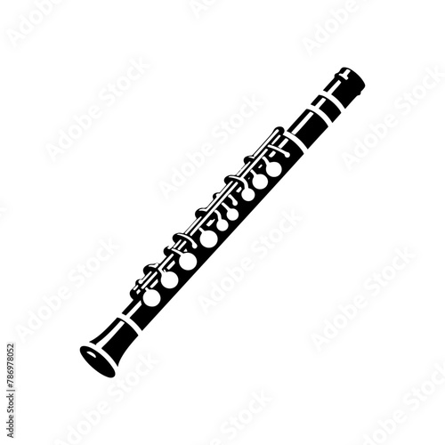 Whispers of Melody: Black Vector Silhouette of a Flute, Essence of Tranquil Musical Expression, Flute Illustration, Flute Vector stock.