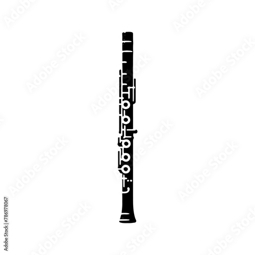 Whispers of Melody: Black Vector Silhouette of a Flute, Essence of Tranquil Musical Expression, Flute Illustration, Flute Vector stock.