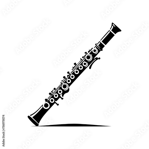 Whispers of Melody: Black Vector Silhouette of a Flute, Essence of Tranquil Musical Expression, Flute Illustration, Flute Vector stock.