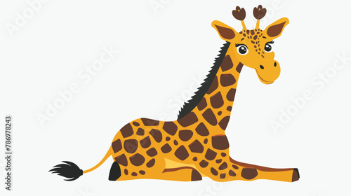 Cute giraffe design over white flat vector isolated