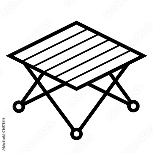 Tourist folding table icon. Travel camping equipment for survival in outdoor.